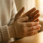 Person warming their hands in winter to relieve numb fingers caused by Raynaud’s syndrome